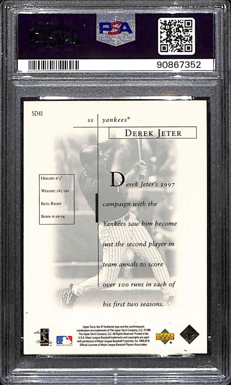 1998 SP Authentic Sheer Dominance sd41 Derek Jeter PSA 10 GEM MT