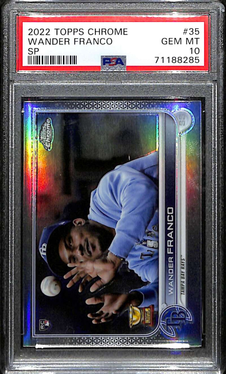 SOLD 152677 2022 Topps Chrome Photo Variations 35 Wander Franco Catching Ball Rookie PSA 10