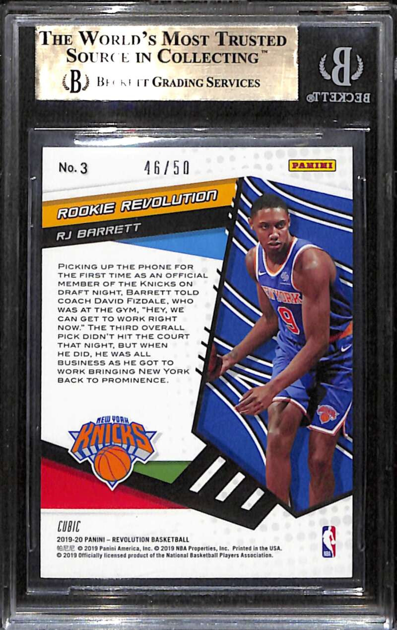 DELETE 152682 2019-20 Panini Revolution Cubic 3 RJ Barrett Rookie 46/50 BGS 9.5 GEM MINT