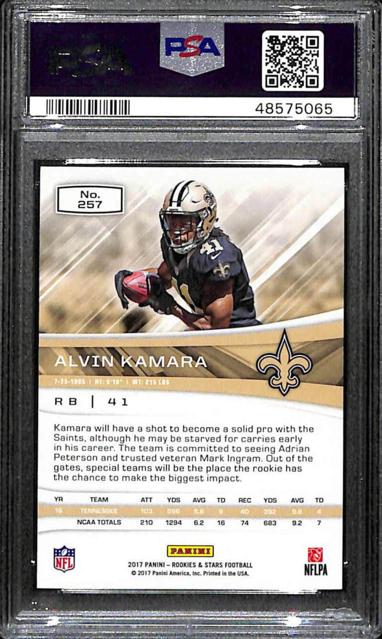 2017 Rookies and Stars 257 Alvin Kamara Rookie PSA 10 GEM MT