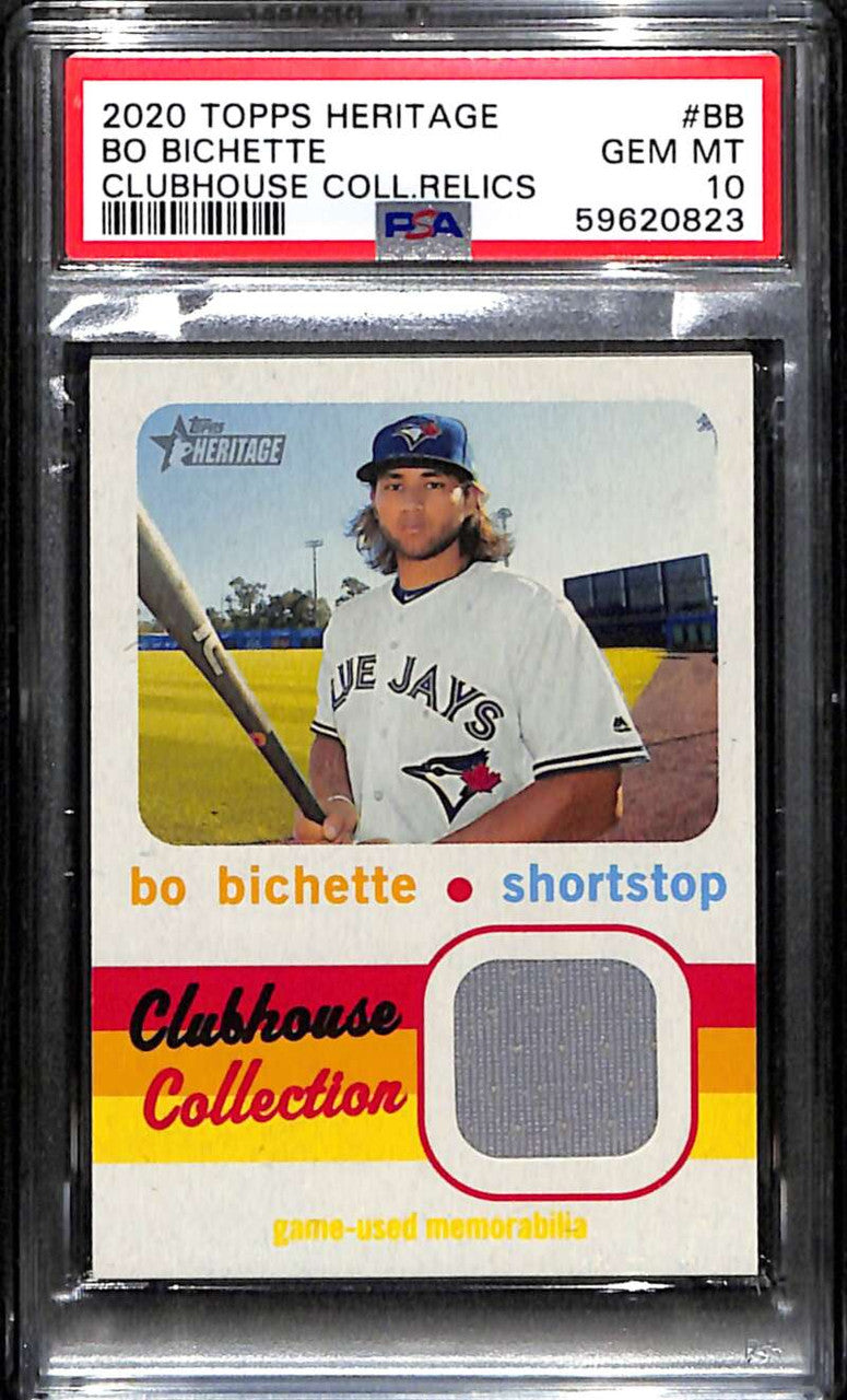 2020 Topps Heritage Clubhouse Collection Relics Bo Bichette Rookie Jersey PSA 10