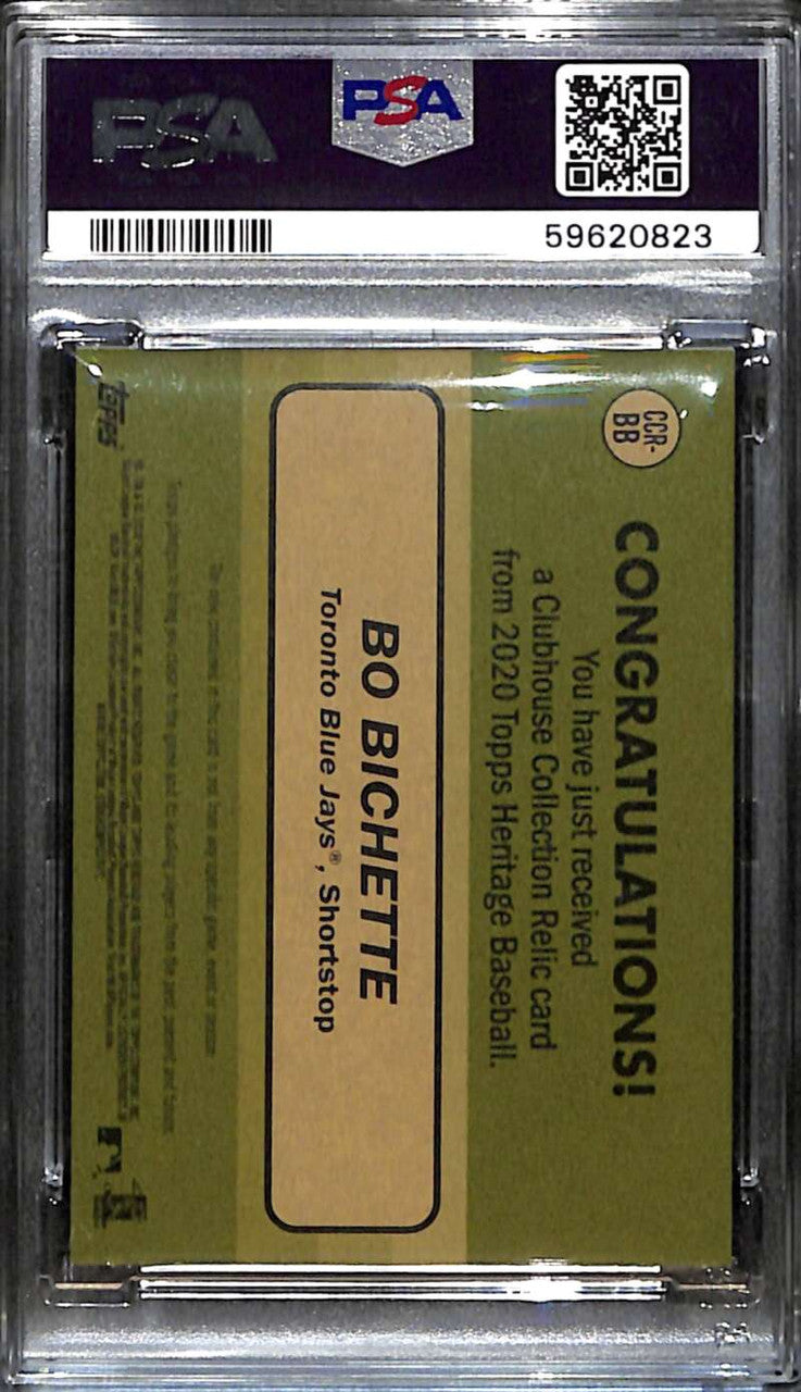 2020 Topps Heritage Clubhouse Collection Relics Bo Bichette Rookie Jersey PSA 10