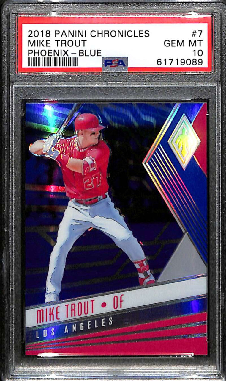 2018 Panini Phoenix Blue 7 Mike Trout 33/149 PSA 10 GEM MT