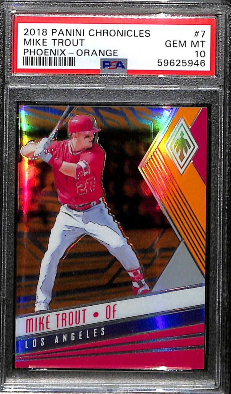 2018 Panini Phoenix Orange 7 Mike Trout 181/199 PSA 10 GEM MT