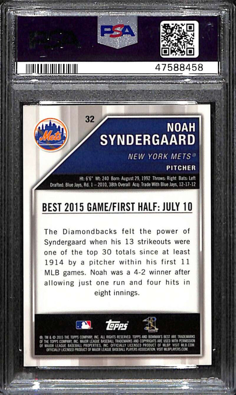 2015 Bowman's Best Red Refractor 32 Noah Syndergaard Rookie 4/5 PSA 9 MINT