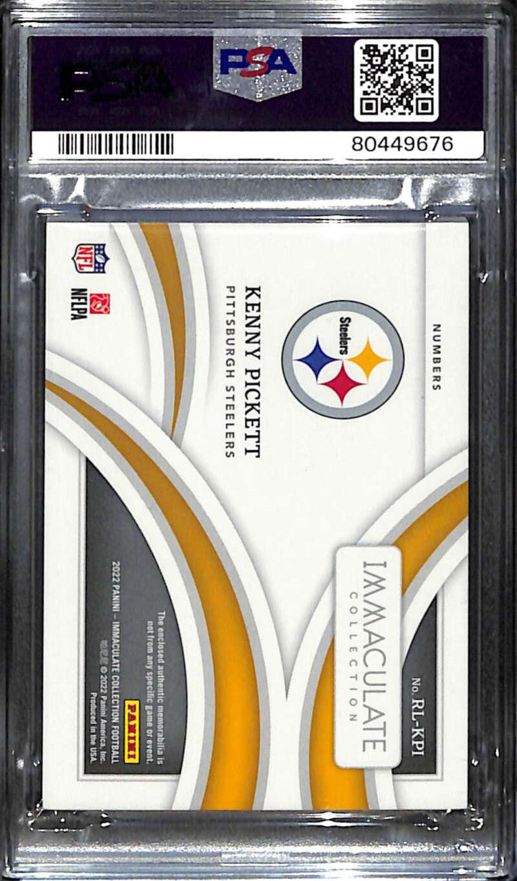 2022 Immaculate Collection Numbers 4 Kenny Pickett Rookie Jumbo Patch 1/10 PSA 9