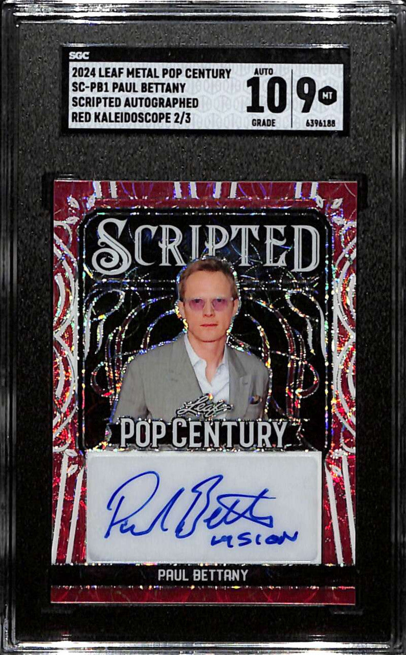 2024 Leaf Pop Century Metal Scripted Autographs Red Paul Bettany Auto 2/3 SGC 9
