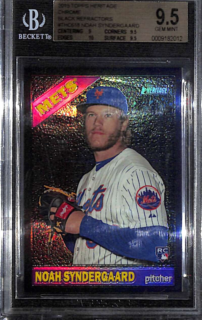 2015 Topps Heritage Chrome Black Refractor Noah Synergaard RC 17/66 BGS 9.5