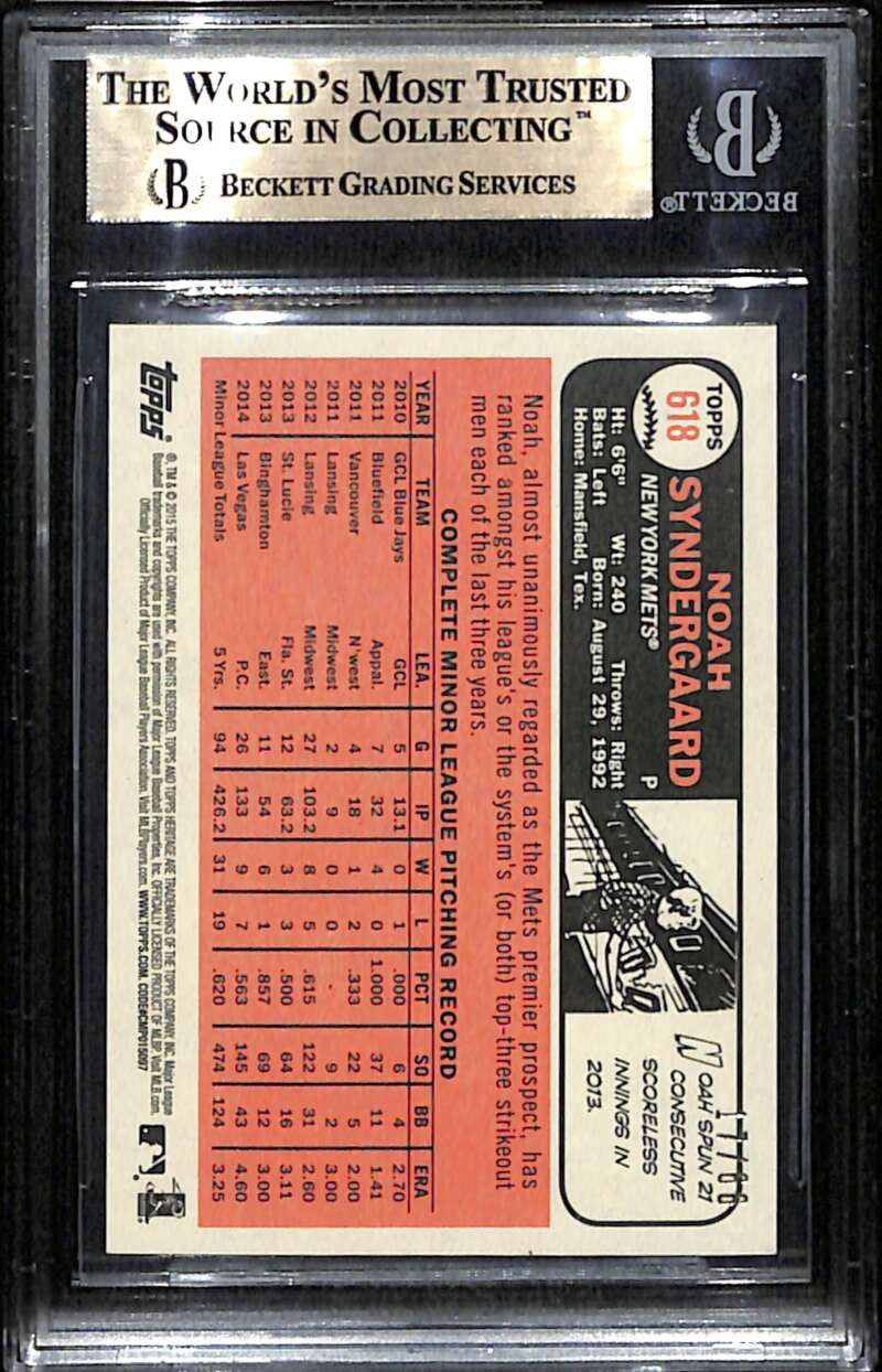 2015 Topps Heritage Chrome Black Refractor Noah Synergaard RC 17/66 BGS 9.5