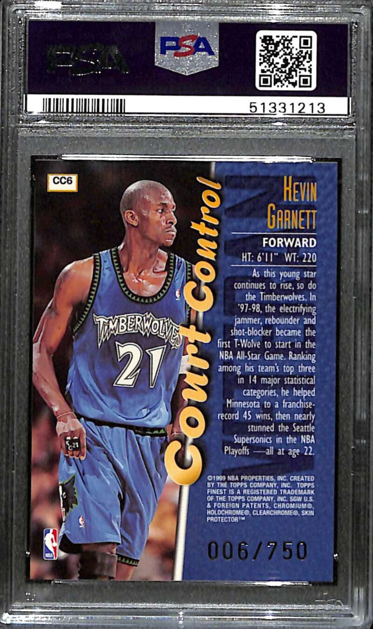 SOLD 152871 1998-99 Finest Court Control cc6 Kevin Garnett 6/750 PSA 9 MINT