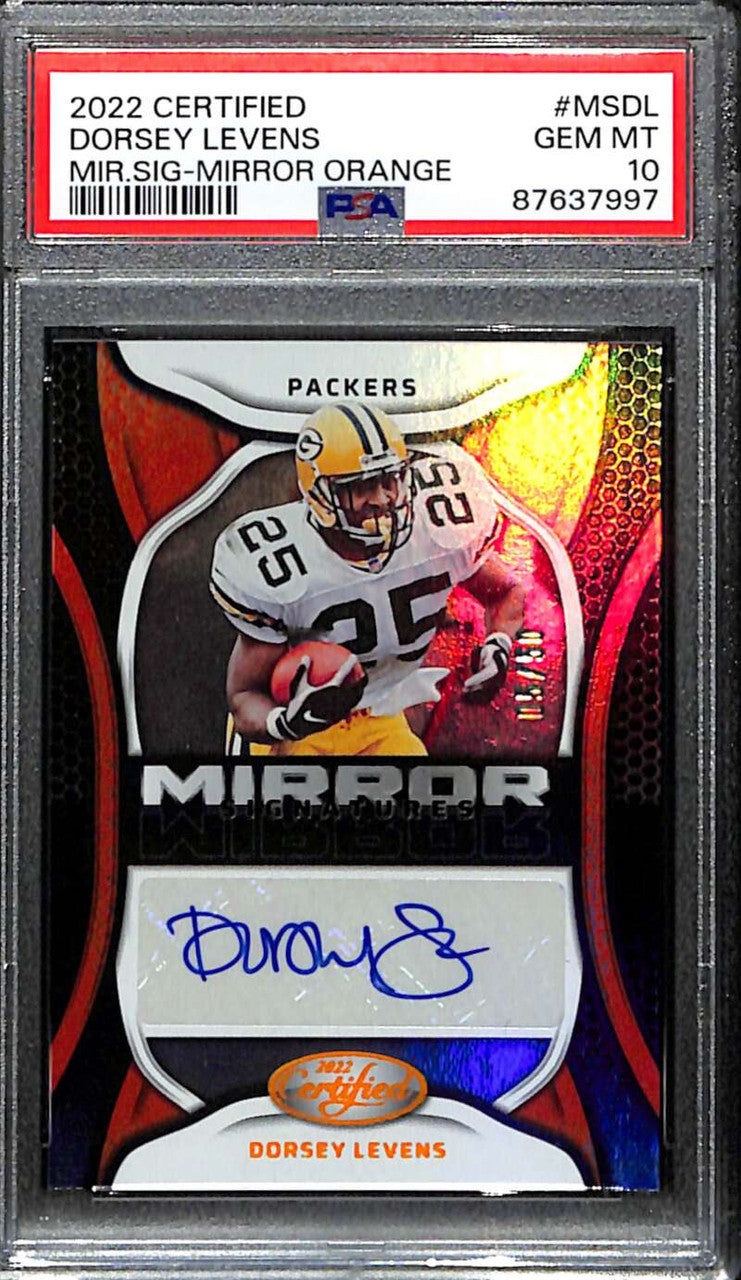 2022 Certified Mirror Signatures Orange 40 Dorsey Levens Auto 5/50 PSA 10 GEM MT