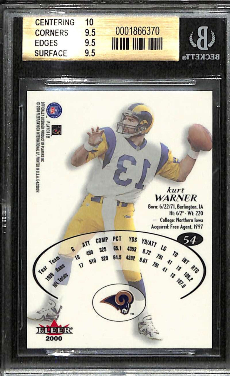 2000 E-X 54 Kurt Warner BGS 9.5 GEM MINT