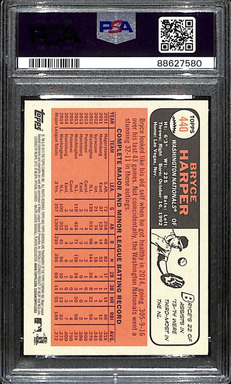 2015 Topps Heritage 440c Bryce Harper Color SP PSA 10 GEM MT