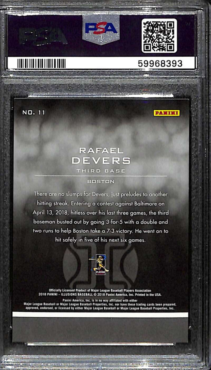 2018 Panini Illusions Trophy Collection Gold 11 Rafael Devers Rookie 3/10 PSA 9