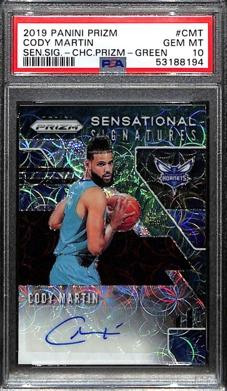 2019-20 Panini Prizm Sensational Signatures Green Cody Martin RC Auto 6/8 PSA 10