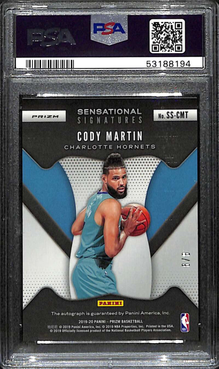 2019-20 Panini Prizm Sensational Signatures Green Cody Martin RC Auto 6/8 PSA 10