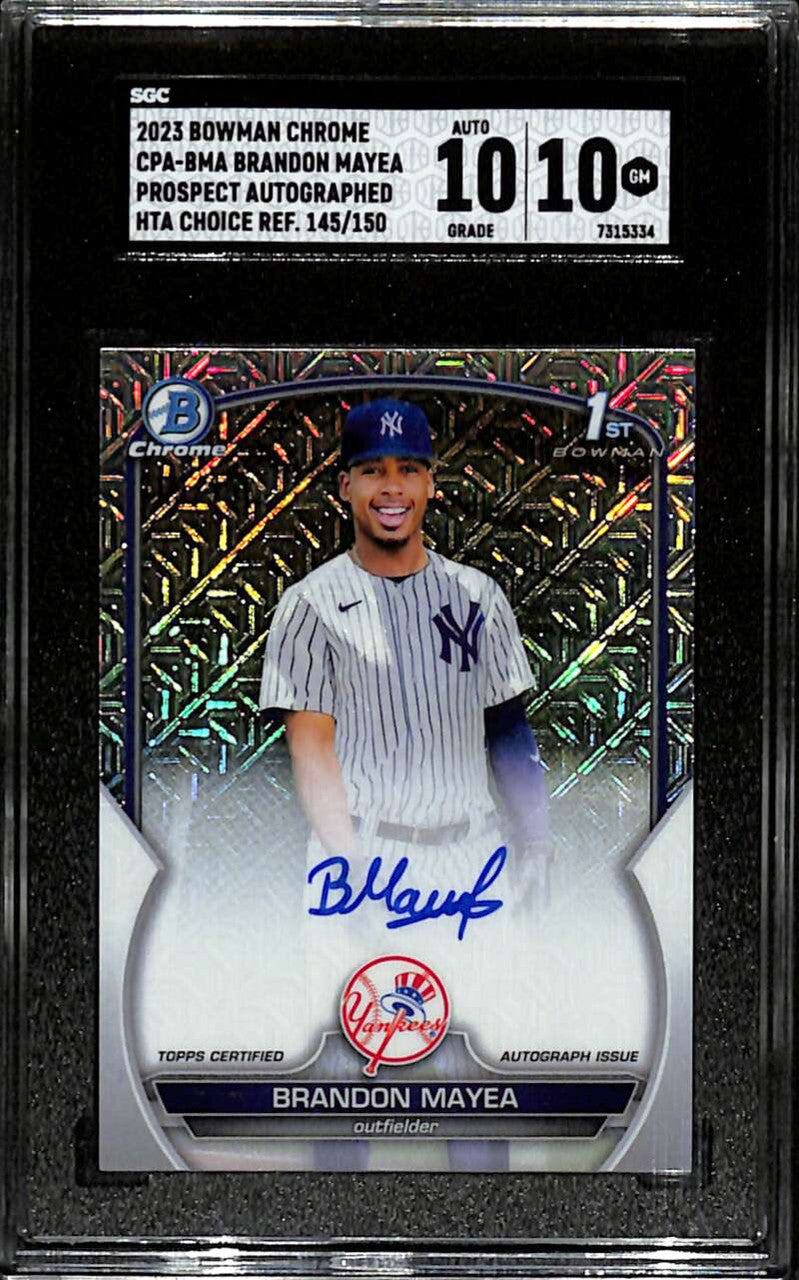 2023 Bowman Chrome HTA Choice Refractor Brando Mayea Rookie Auto 145/150 SGC 10