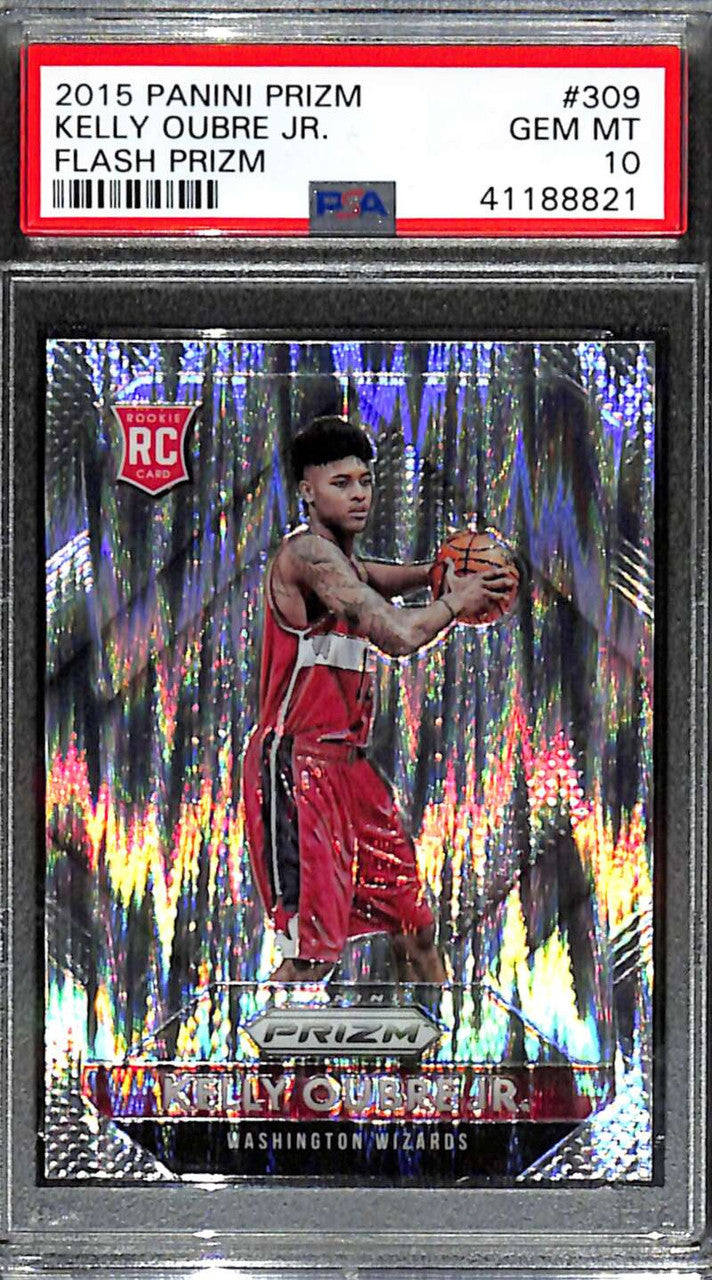 2015-16 Panini Prizm Prizms Flash Refractor 309 Kelly Oubre Jr. Rookie PSA 10