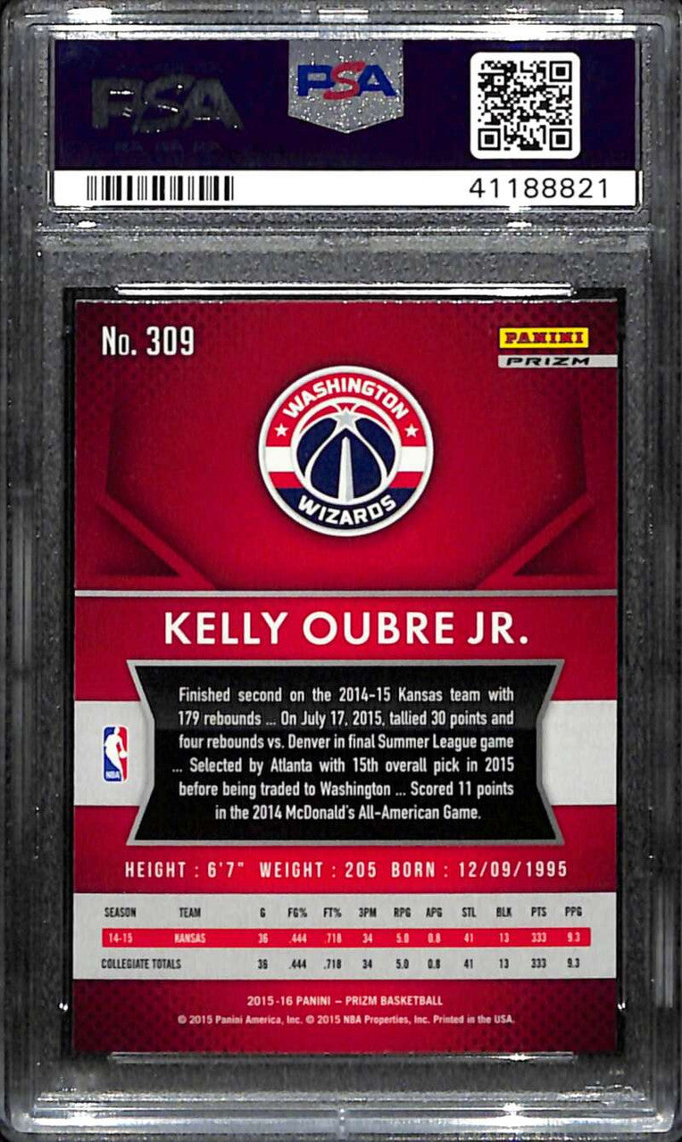 2015-16 Panini Prizm Prizms Flash Refractor 309 Kelly Oubre Jr. Rookie PSA 10