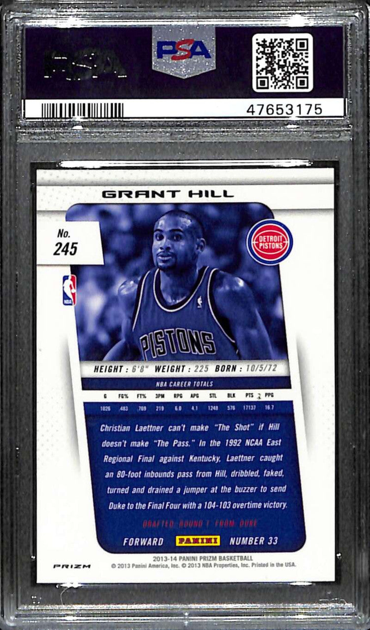 2013-14 Panini Prizm Prizms Blue Refractor 245 Grant Hill PSA 10 GEM MT