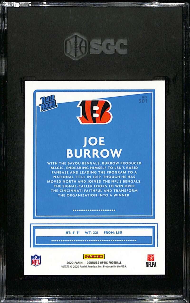 2020 Donruss Optic Rated Rookies Variation 301 Joe Burrow Rookie SGC 9.5 MT+