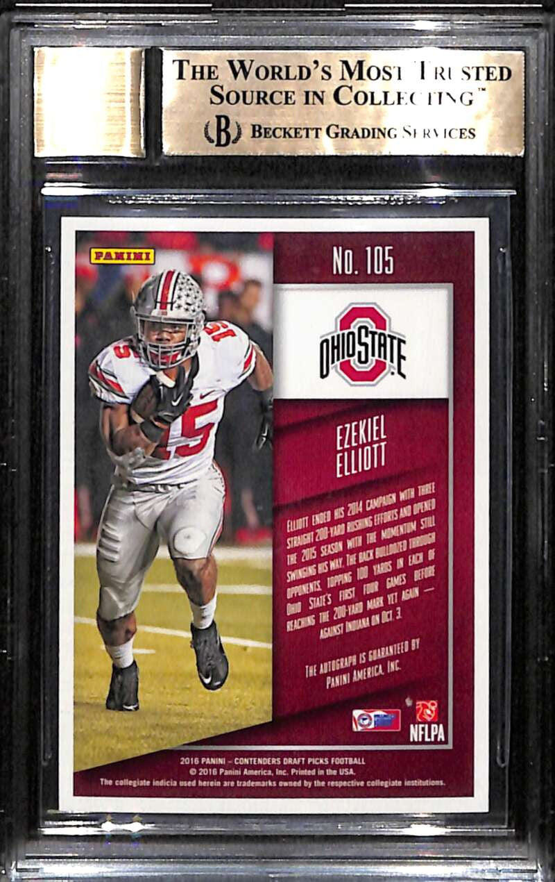 2016 Panini Contenders Draft Bowl 105a Ezekiel Elliott RC Auto 39/99 BGS 9.5 10