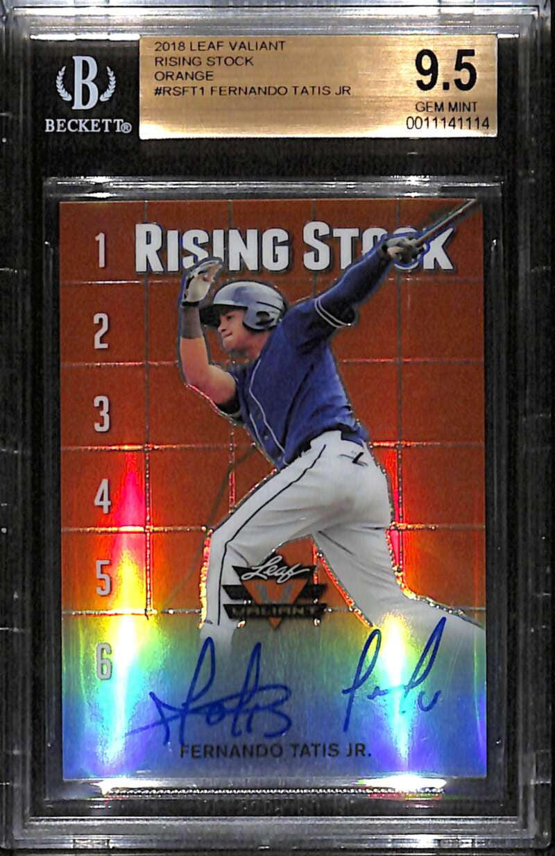 2018 Leaf Valiant Rising Stock Orange Fernando Tatis Rookie Auto 26/35 BGS 9.5
