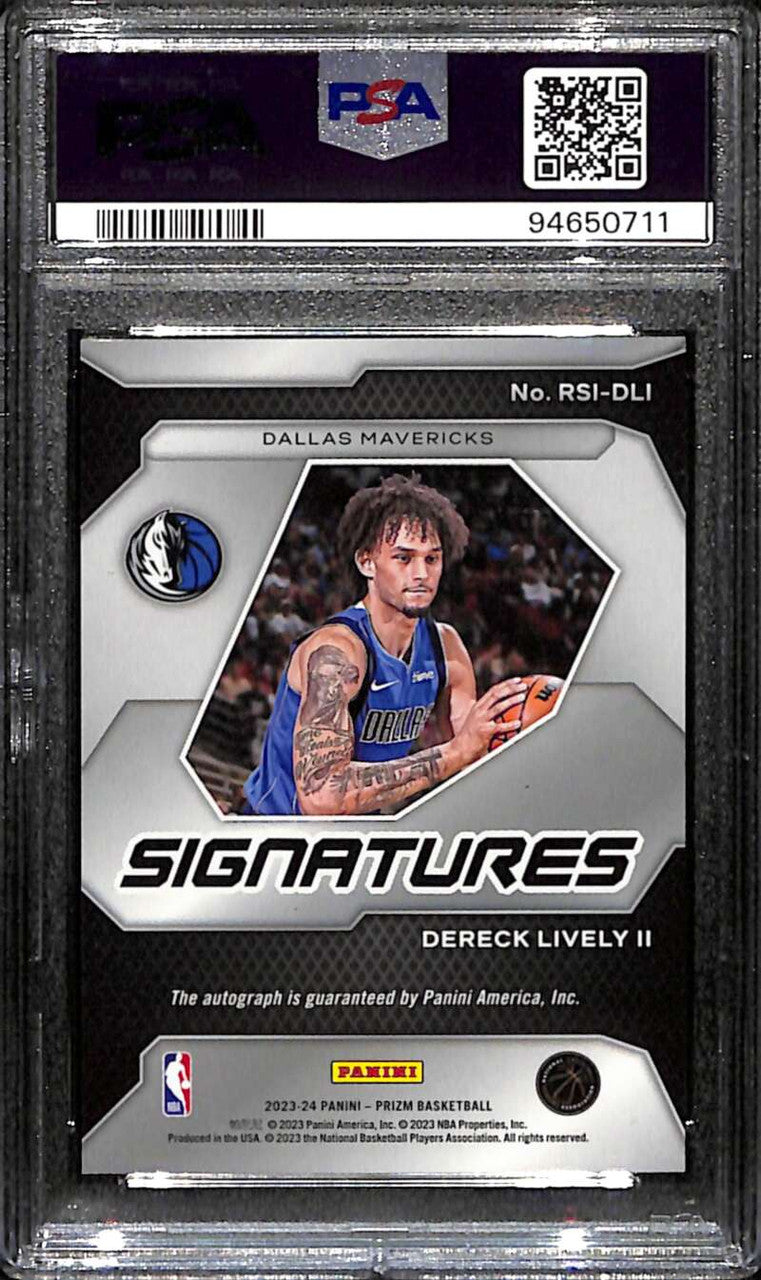 2023-24 Panini Prizm Rookie Signatures 34 Dereck Lively II Rookie Auto PSA 10