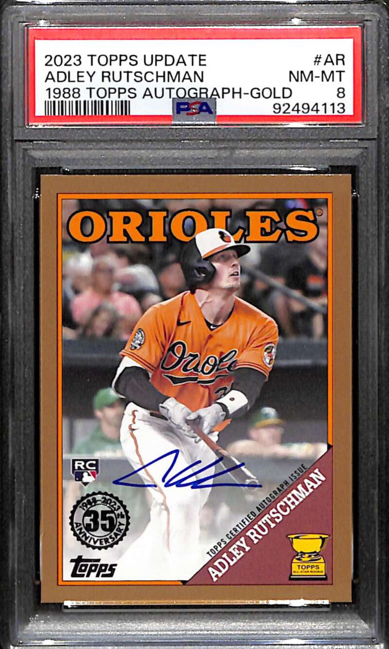 2023 Topps Update '88 Autographs Gold Adley Rutschman Rookie Auto 35/50 PSA 8