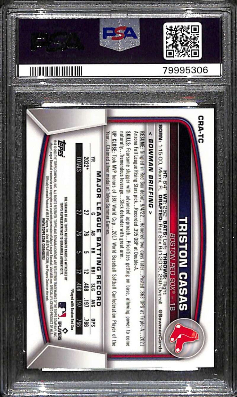 2023 Bowman Chrome Atomic Refractor Triston Casas Rookie Auto 76/100 PSA 10 GEM