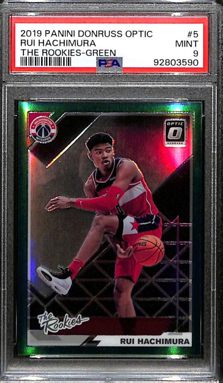 2019-20 Donruss Optic The Rookies Green 5 Rui Hachimura Rookie 2/5 PSA 9 MINT