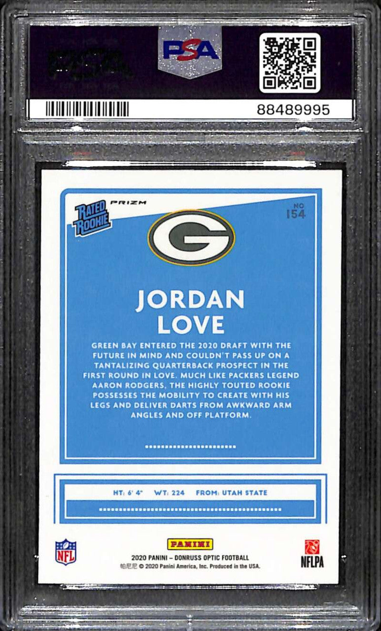 2020 Donruss Optic Holo Refractor 154 Jordan Love RR Rated Rookie PSA 10 GEM MT