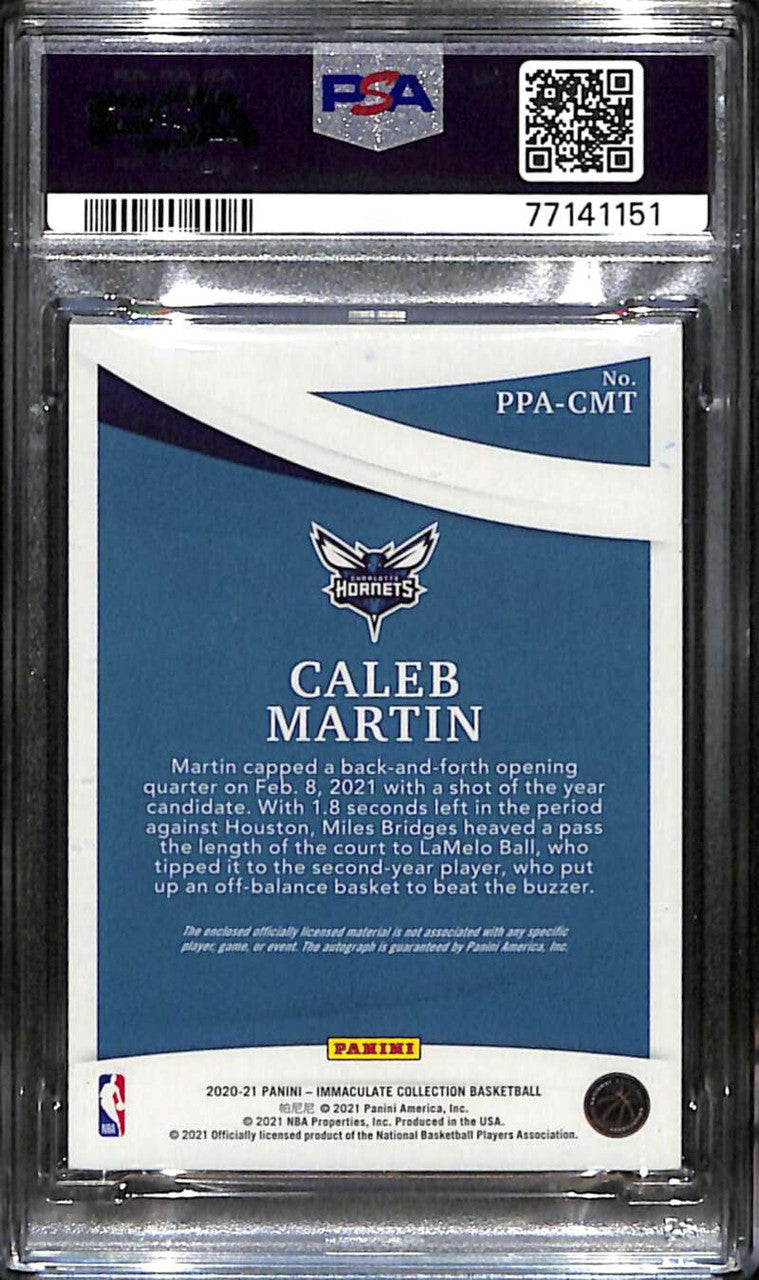 2020-21 Immaculate Premium Autographs Caleb Martin Rookie Patch Auto 9/10 PSA 9