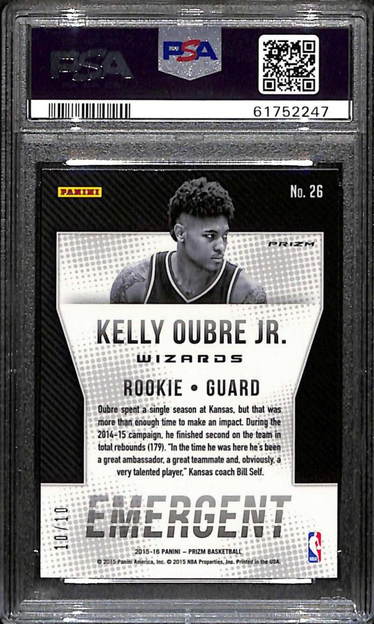 2015-16 Panini Prizm Emergent Prizms Gold 26 Kelly Oubre Jr. Rookie 10/10 PSA 10