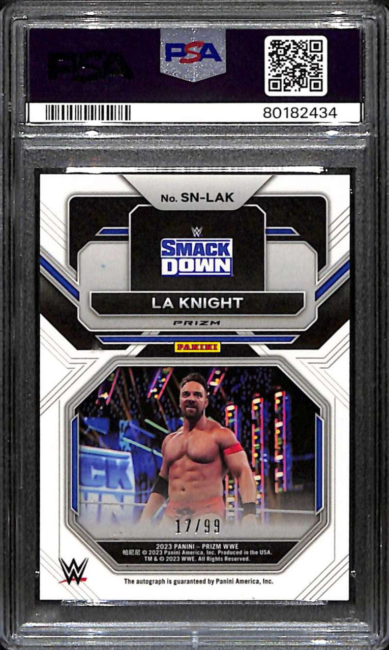 2023 Panini Prizm WWE Sensational Signatures Red LA Knight Auto 17/99 PSA 10 GEM