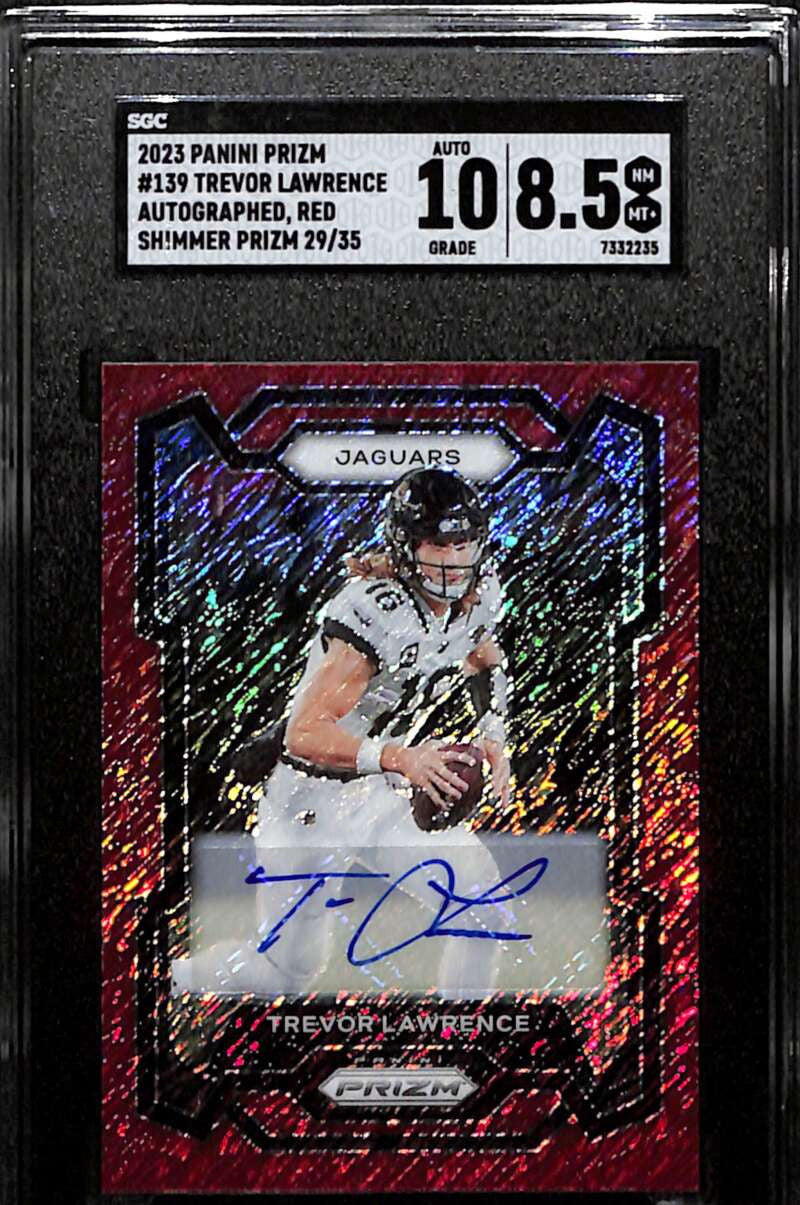 2023 Panini Prizm Autographs Red Shimmer Trevor Lawrence Auto 29/35 SGC 8.5 10