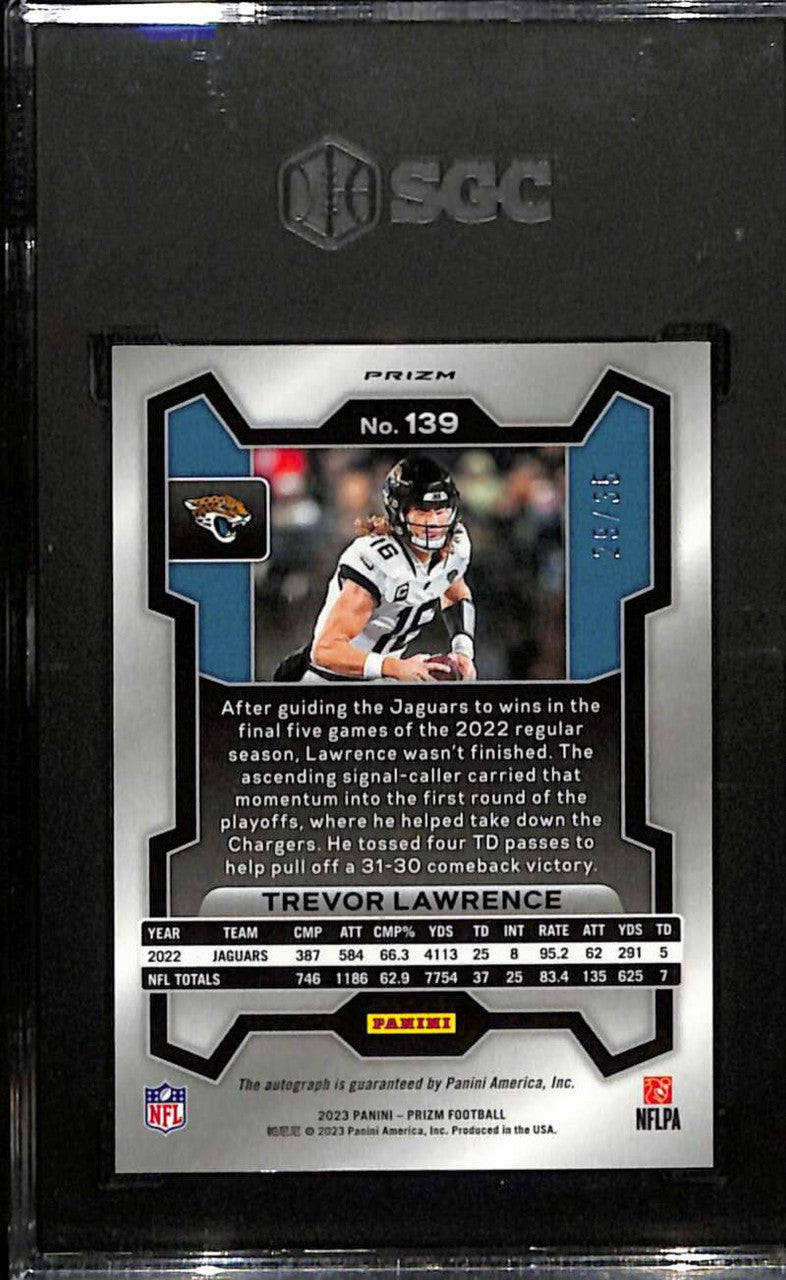 2023 Panini Prizm Autographs Red Shimmer Trevor Lawrence Auto 29/35 SGC 8.5 10