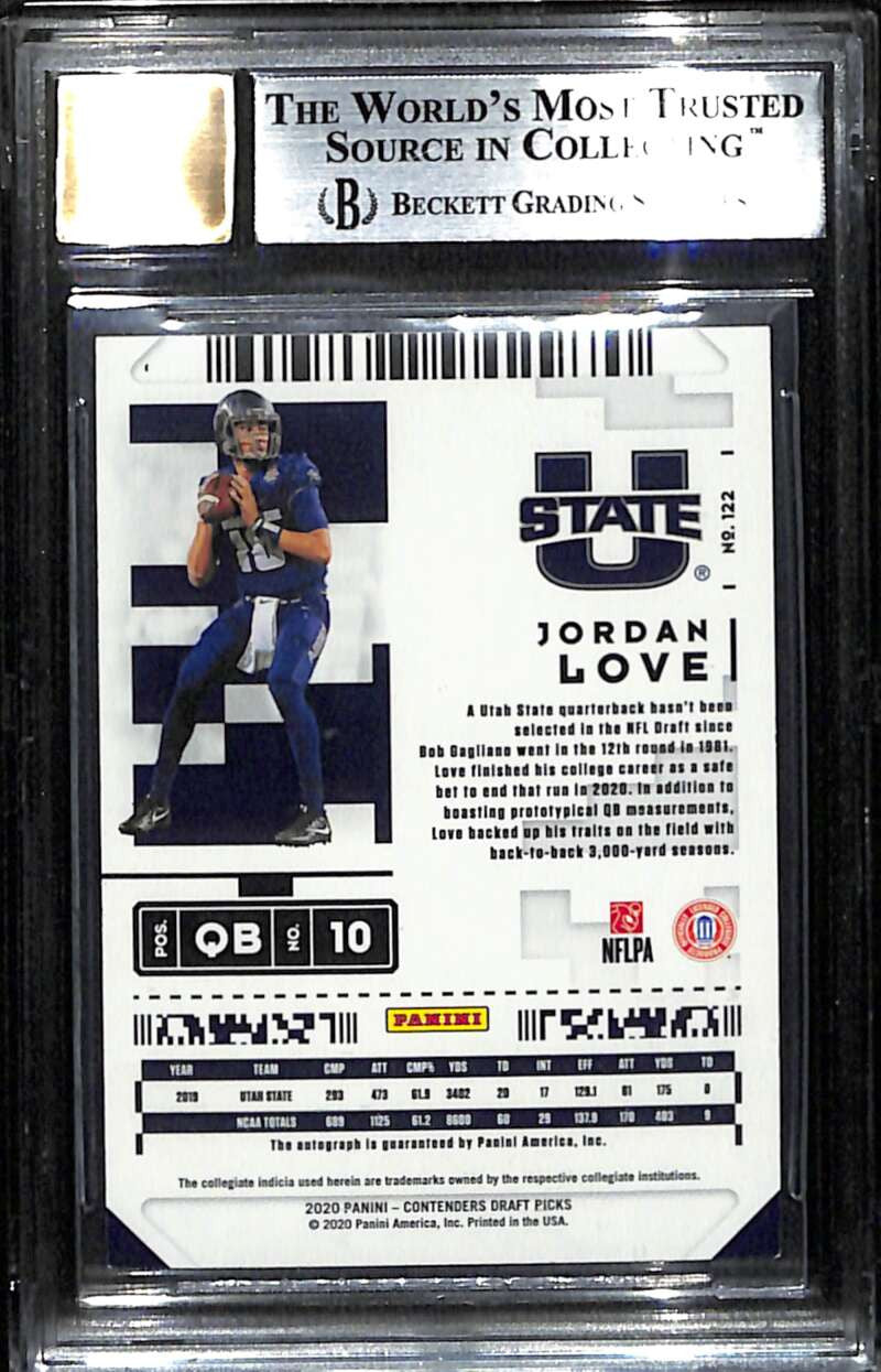 2020 Panini Contenders Draft Diamond Ticket Jordan Love RC Auto 4/11 BGS 9 10