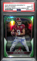 2022 Bowman Chrome U Autographs Green Refractor Bryce Young RC Auto 53/99 PSA 10