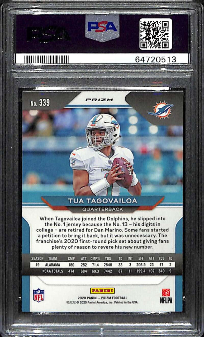 2020 Panini Prizm Prizms Silver Refractor 339 Tua Tagovailoa Rookie PSA 10 GEM