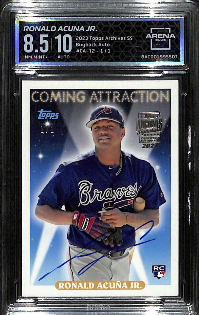 2023 Topps Archives Signature Series Ronald Acuna Auto 1/1 2018 RC ARENA 8.5