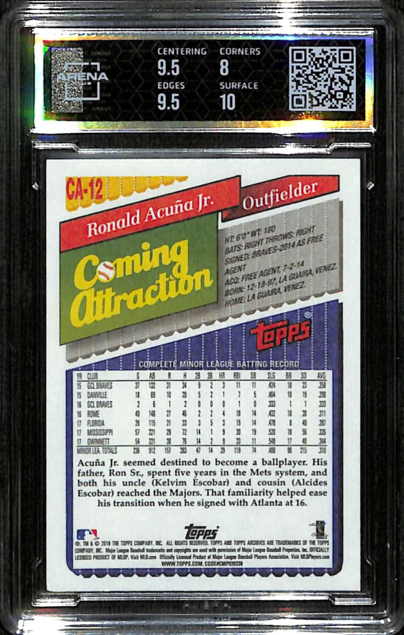 2023 Topps Archives Signature Series Ronald Acuna Auto 1/1 2018 RC ARENA 8.5