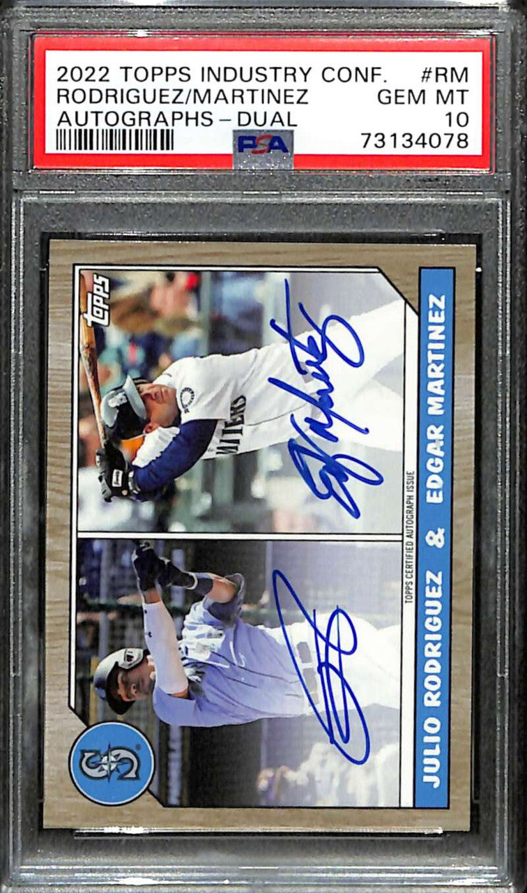 2022 Topps Industry Conference Edgar Martinez Julio Rodriguez RC Auto PSA 10
