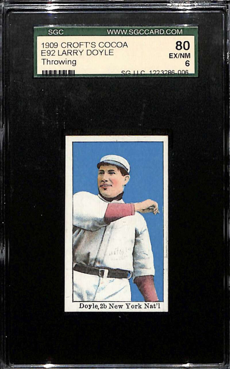 1909 e92-2 Croft's Candy 21 Larry Doyle Throwing SGC 80 EX/NM 6