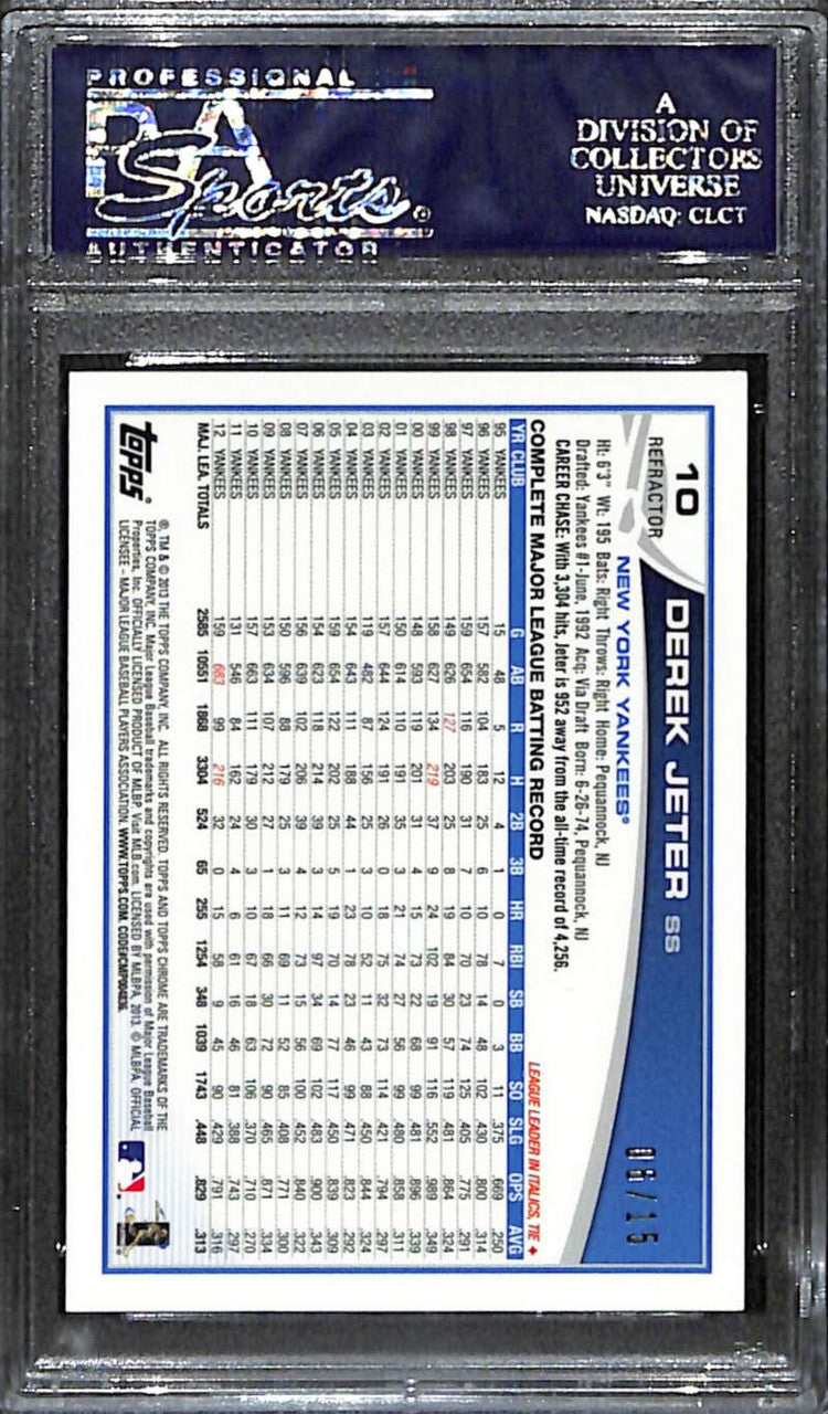 SOLD 153260 2013 Topps Chrome Camo Refractor 10 Derek Jeter 6/15 PSA 10 GEM MT