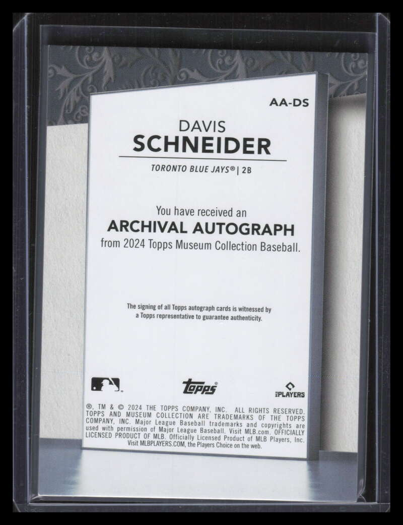 2024 Topps Museum Archival Autographs AADS Davis Schneider Rookie Auto 2/299