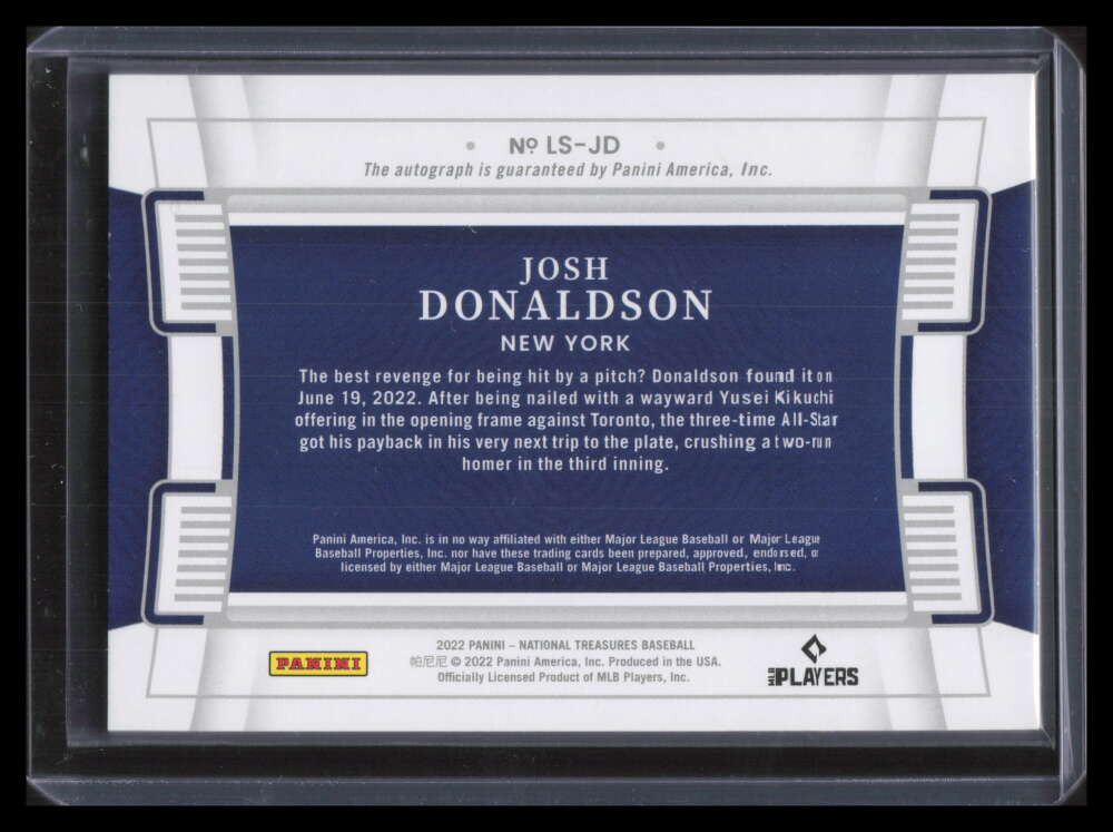 2022 Panini National Treasures Legacy Signatures 34 Josh Donaldson Auto 28/42