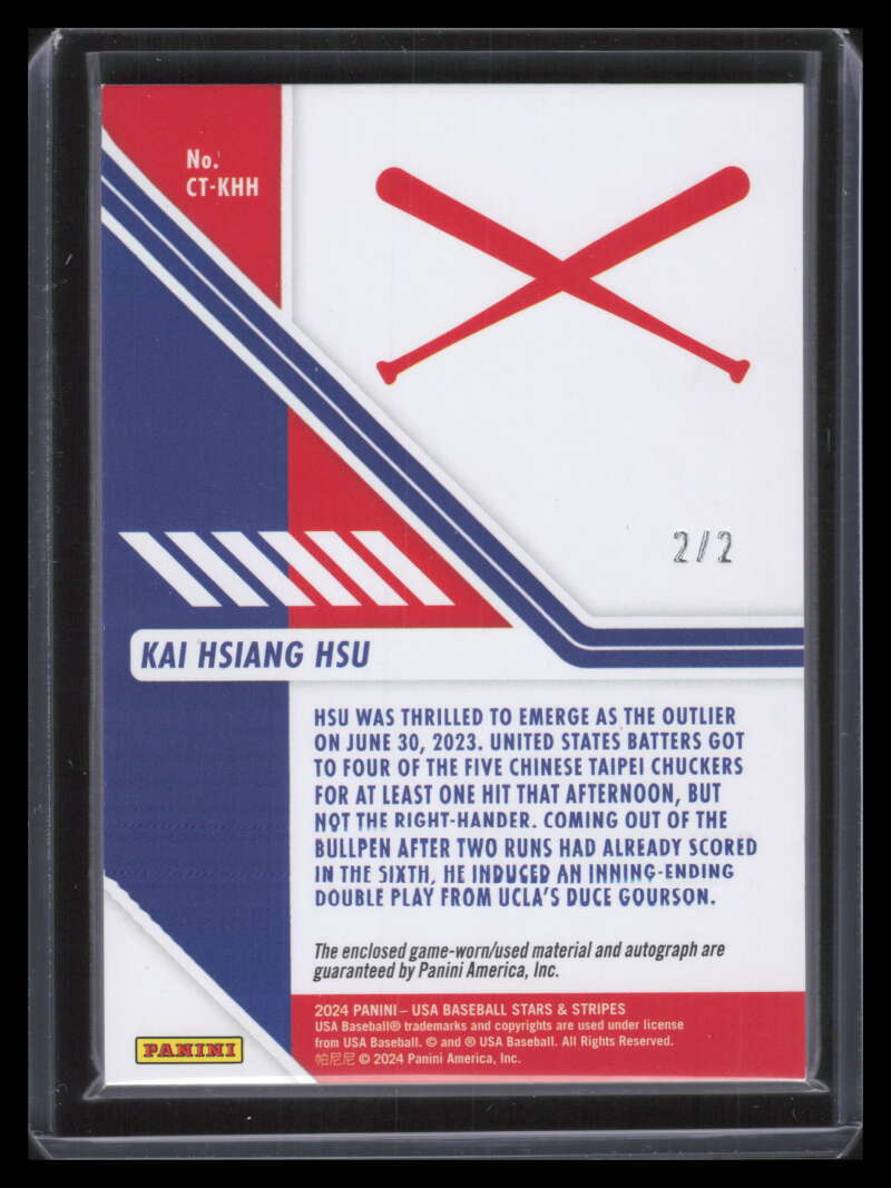 2024 USA Stars and Stripes Chinese Taipei Kai Hsiang Hsu Rookie Patch Auto 2/2