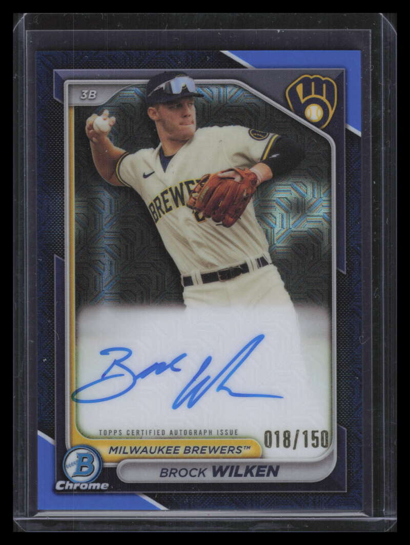 2024 Bowman Chrome Mega Autographs Blue Refractor Brock Wilken RC Auto 18/150