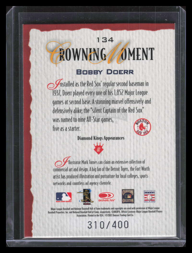 2002 Diamond Kings Silver Foil 134 Bobby Doerr 310/400